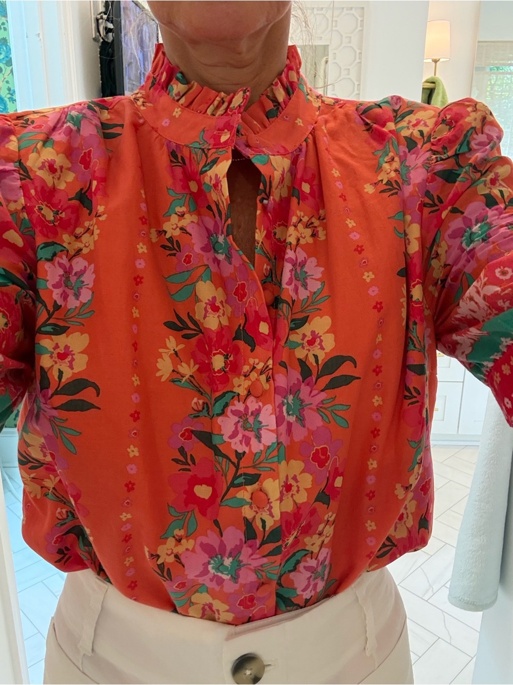Fate orange floral blouse